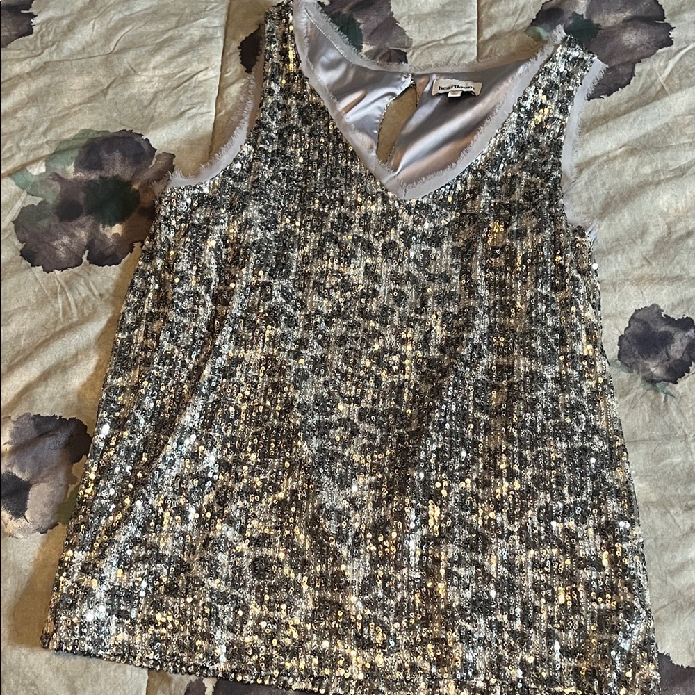 Heartloom Shimmering Sequin Sleeveless Blouse - Silver